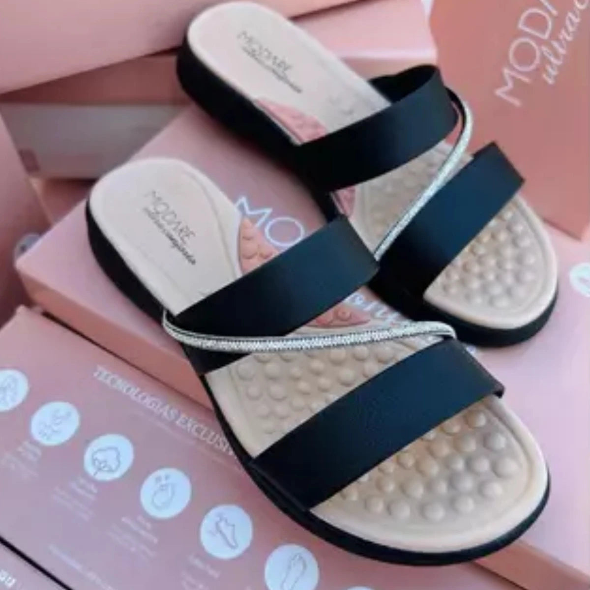 Sandália Papete Feminina Modare Soft com Strass Confortável Original Lançamento