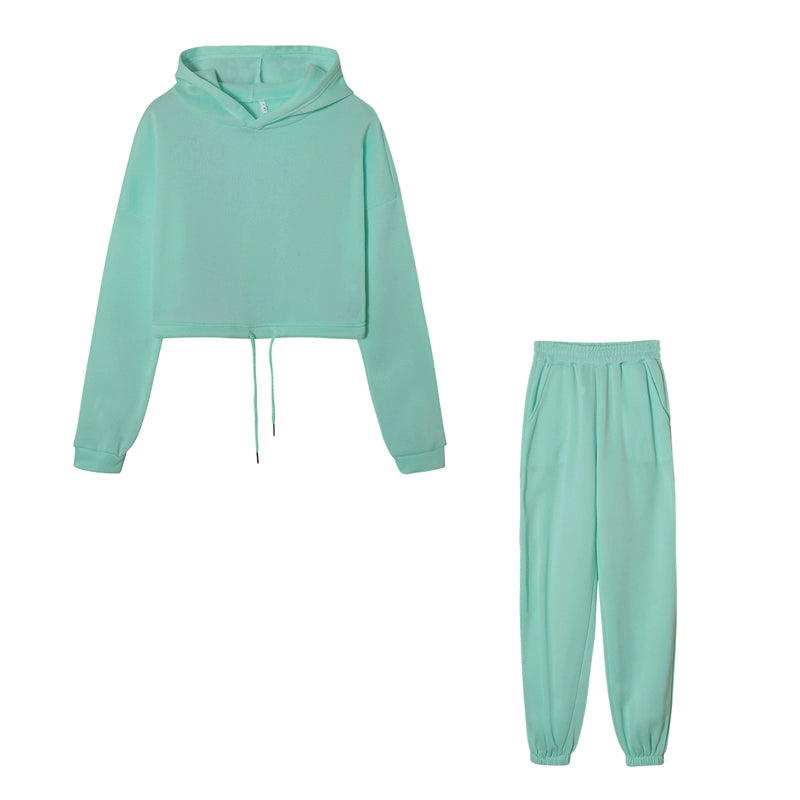 Conjunto Feminino Fitness Casual 2 Peças – Moleton Leve com Capuz