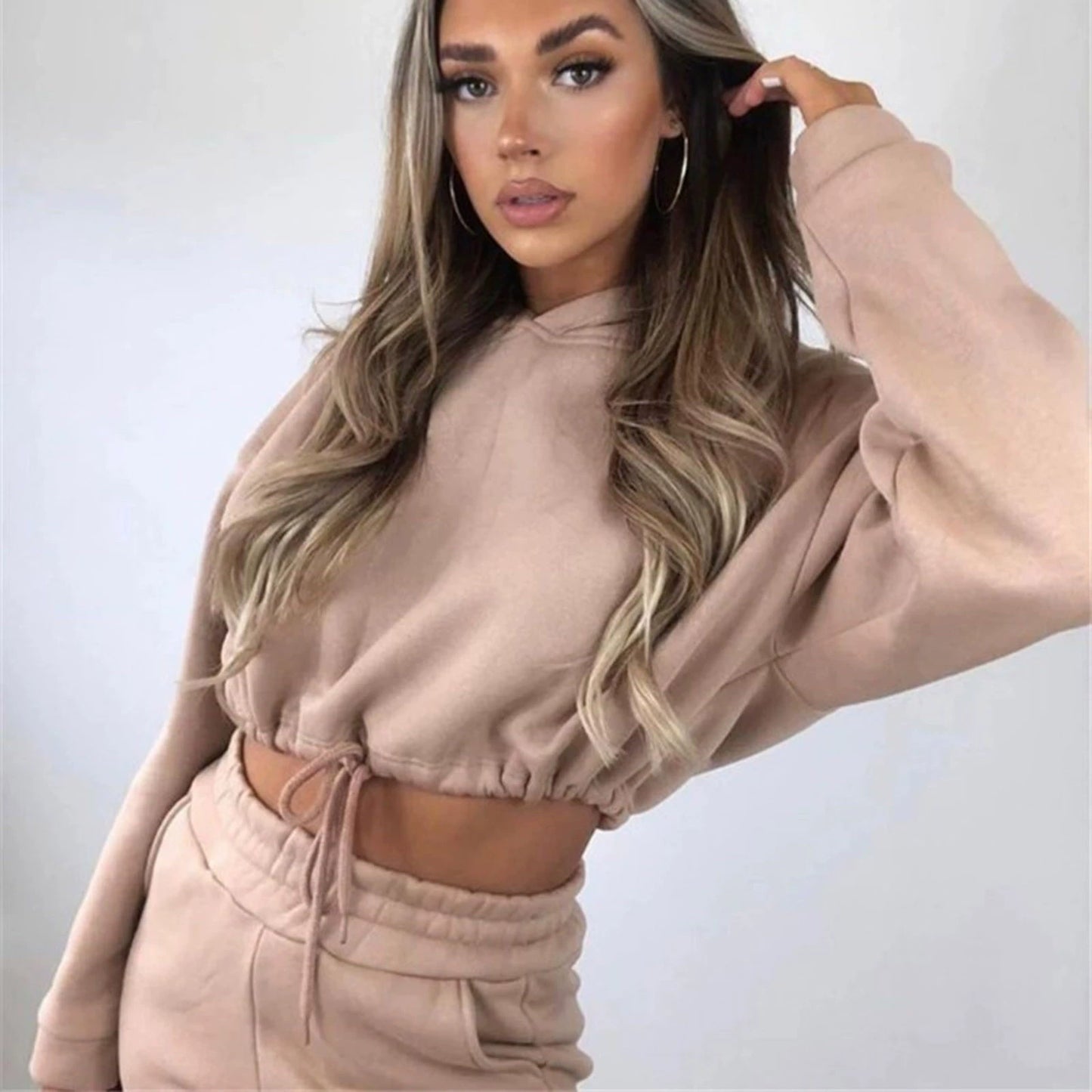 Conjunto Feminino Fitness Casual 2 Peças – Moleton Leve com Capuz