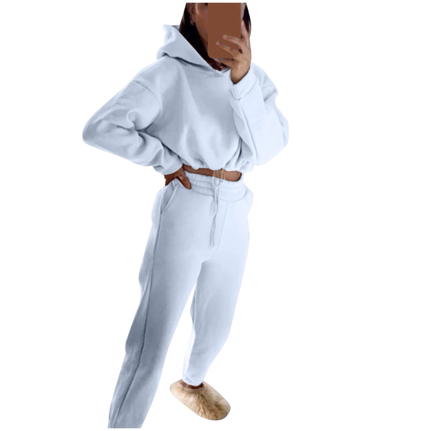 Conjunto Feminino Fitness Casual 2 Peças – Moleton Leve com Capuz