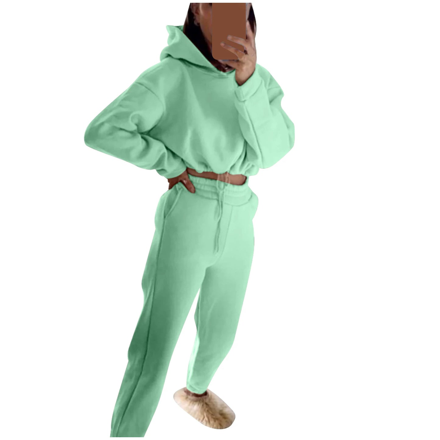 Conjunto Feminino Fitness Casual 2 Peças – Moleton Leve com Capuz