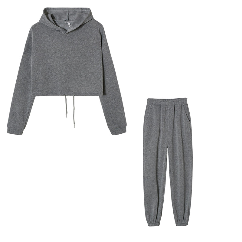Conjunto Feminino Fitness Casual 2 Peças – Moleton Leve com Capuz
