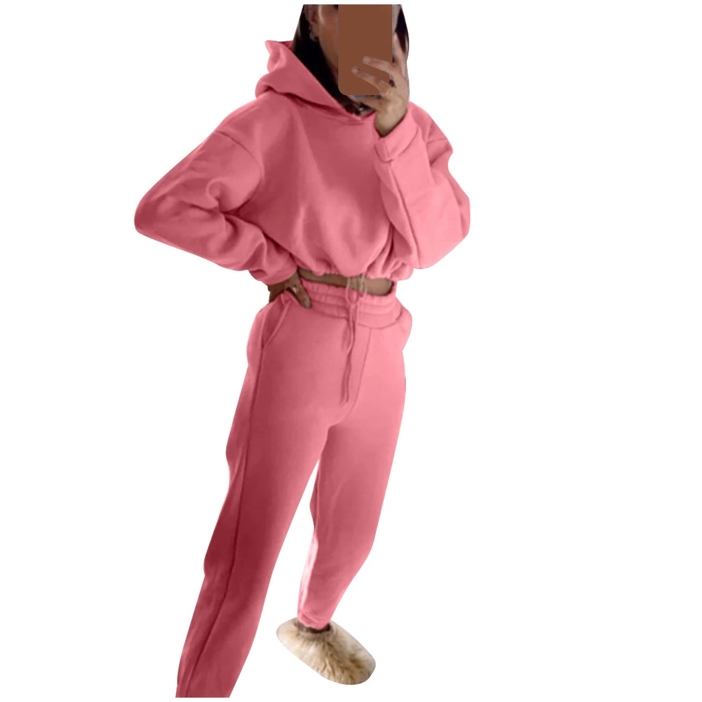 Conjunto Feminino Fitness Casual 2 Peças – Moleton Leve com Capuz