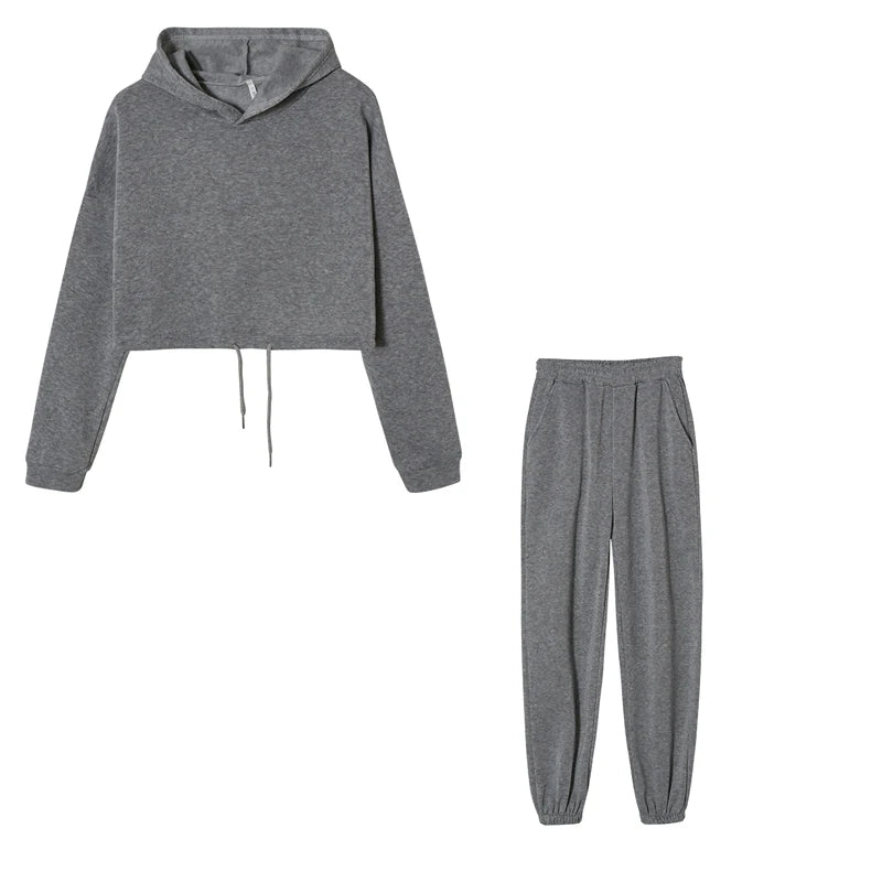 Conjunto Feminino Fitness Casual 2 Peças – Moleton Leve com Capuz