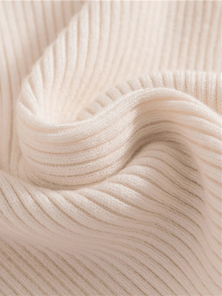 Suéter Feminino Gola Alta Tricô Cashmere Slim Outono Inverno Casual Elegante