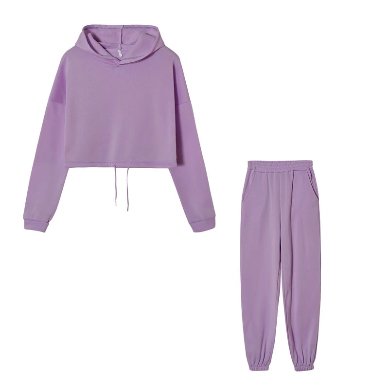 Conjunto Feminino Fitness Casual 2 Peças – Moleton Leve com Capuz