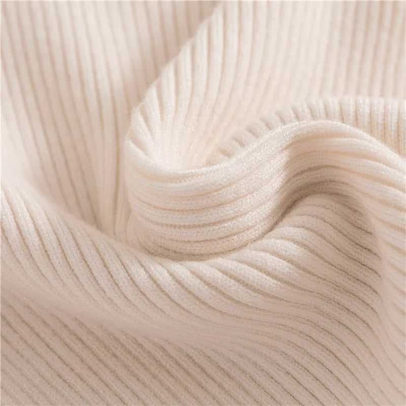 Suéter Feminino Gola Alta Tricô Cashmere Slim Outono Inverno Casual Elegante