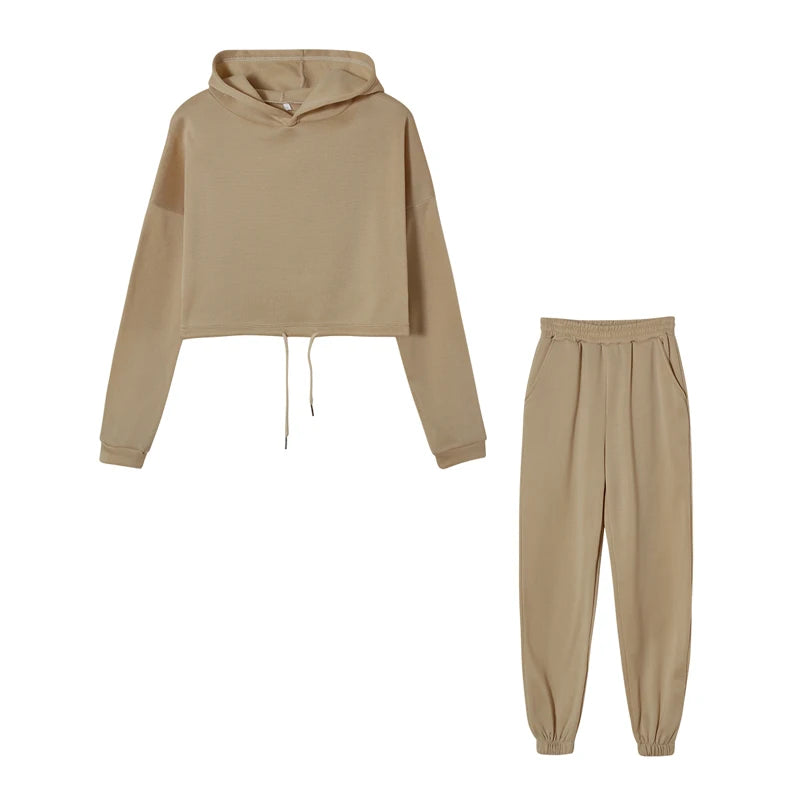 Conjunto Feminino Fitness Casual 2 Peças – Moleton Leve com Capuz
