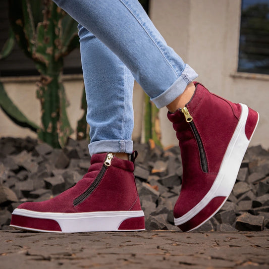 Bota Feminina GuGi 203-GG Cano Médio Zíper Duplo